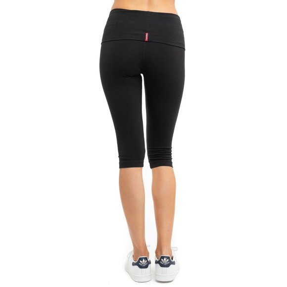 HARD TAIL FOREVER Roll Down Knee Leggings in Black - Picture 3 of 7